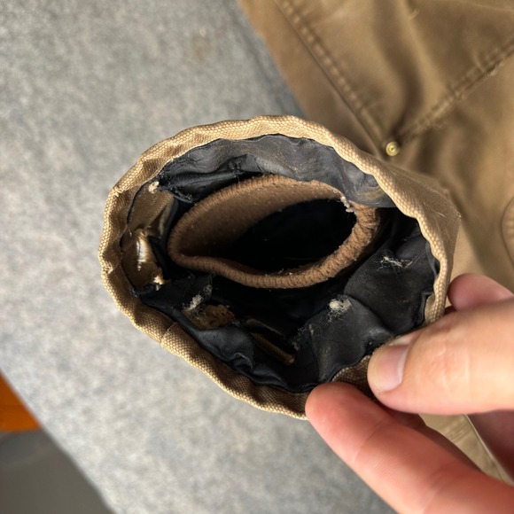 Canvas Barn Chore Jacket Quilt Lined Brown Work Thrash Distress Small OVERSIZED - Picture 12 of 16